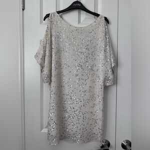 Aidan Mattox White Sequence Dress